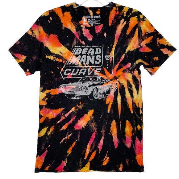 Deadman’s Curve T-Shirt Upcycled Reverse Tie Dyed Cleveland Clothing Co Unisex M - Picture 1 of 7